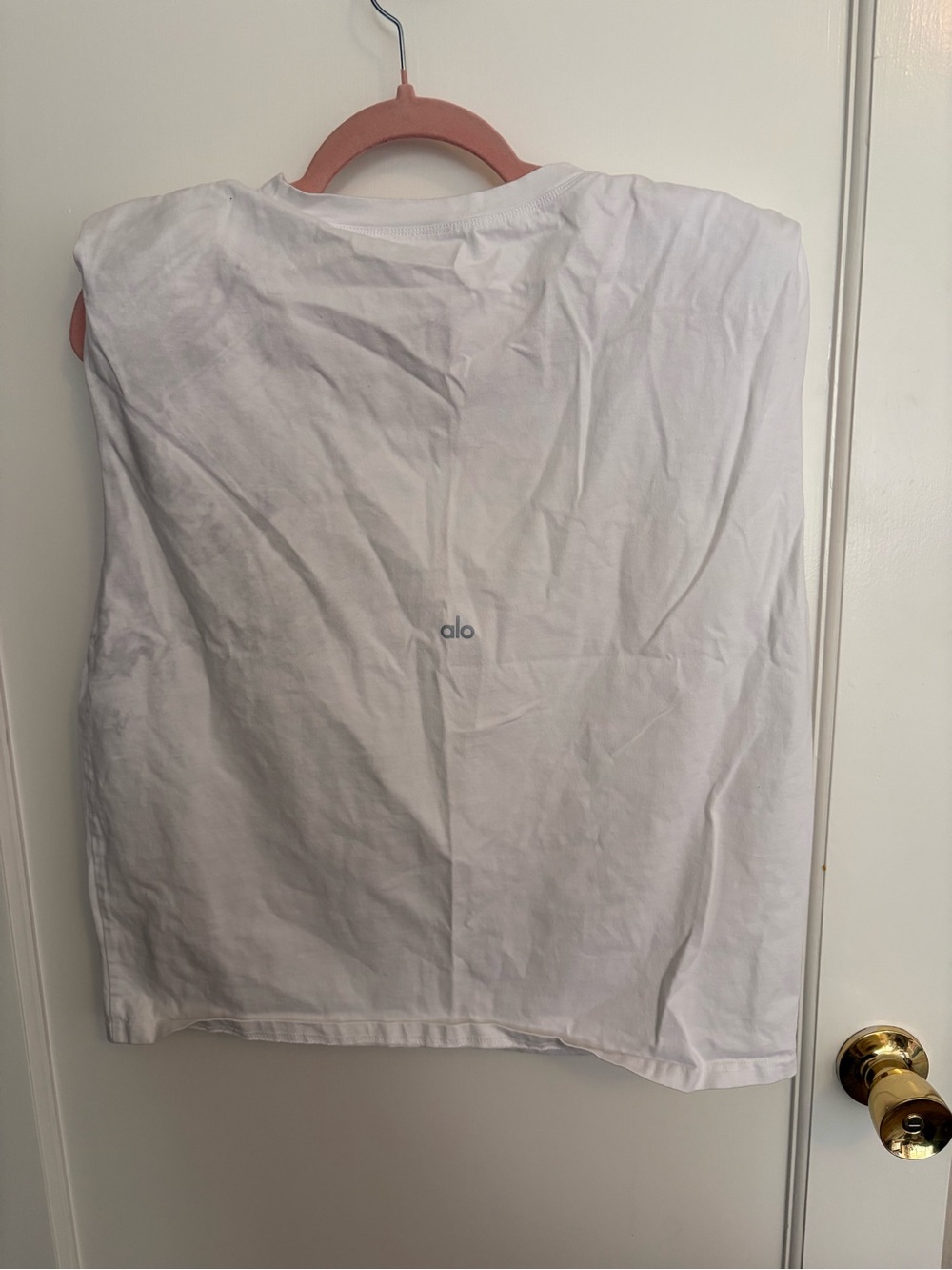 ALO Yoga White Muscle Tank with Crew Neck - Picture 2 of 2